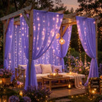 10ft x 10ft Purple Chiffon Backdrop Curtain with Lights String for Parties,2 Panels Sheer Tulle Curtain Wedding, alternate