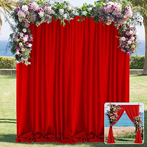 10ft x 10ft Red Backdrop Curtain for Party/Valentine's Day, 5ftx10ft, 2 PCS in 5ft x 10ft (2 Panels) in Red