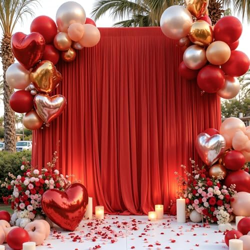 10ft x 10ft Red Backdrop Curtains for Parties, Wrinkle-Free Fabric Photo Backdrop Drapes for Christmas, alternate view 4