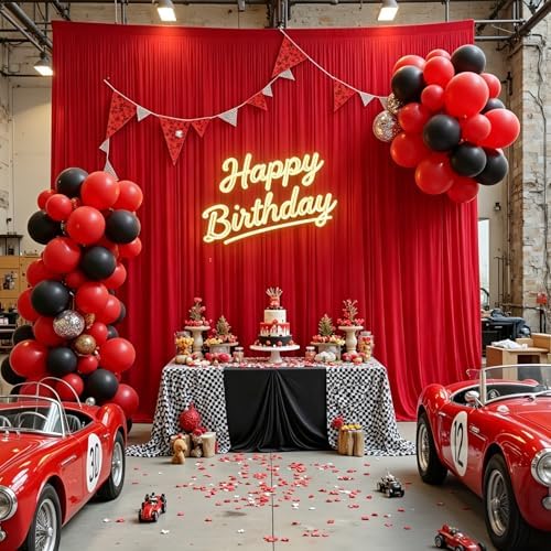 10ft x 10ft Red Backdrop Curtains for Parties, Wrinkle-Free Fabric Photo Backdrop Drapes for Christmas, alternate view 6