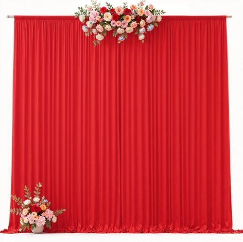 10ft x 10ft Red Backdrop Curtains, Red Drapes for Backdrop Draping Fabric Christmas Wedding Birthday Party Baby