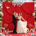 10ft x 10ft Red Backdrop Curtains, Red Drapes for Backdrop Draping Fabric Christmas Wedding Birthday Party Baby, alternate