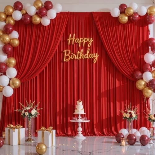 10ft x 10ft Red Backdrop Curtains, Red Drapes for Backdrop Draping Fabric Christmas Wedding Birthday Party Baby, alternate