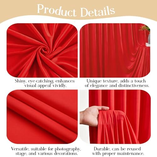 10ft x 10ft Red Backdrop Curtains, Red Drapes for Backdrop Draping Fabric Christmas Wedding Birthday Party Baby, alternate