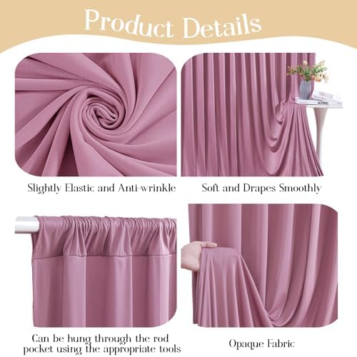 10ft x 10ft Rose Pink Backdrop Curtains, Dusty Rose Drapes for Backdrop Wedding Birthday Party Baby Bridal, alternate view 4
