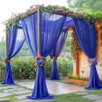 10ft x 10ft Royal Blue Backdrop Curtains, Wrinkle-Free Sheer Chiffon Fabric Photo Backdrop Drapes for Wedding, alternate view