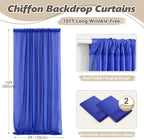10ft x 10ft Royal Blue Backdrop Curtains, Wrinkle-Free Sheer Chiffon Fabric Photo Backdrop Drapes for Wedding, alternate view