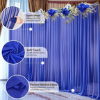 10ft x 10ft Royal Blue Backdrop Curtains, Wrinkle-Free Sheer Chiffon Fabric Photo Backdrop Drapes for Wedding, alternate view