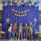 10ft x 10ft Royal Blue Chiffon Backdrop Curtain with Lights String for Parites Wedding Wrinkle Free Curtain, alternate view 3