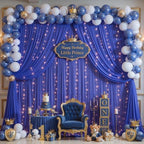 10ft x 10ft Royal Blue Chiffon Backdrop Curtain with Lights String for Parites Wedding Wrinkle Free Curtain, alternate view 4