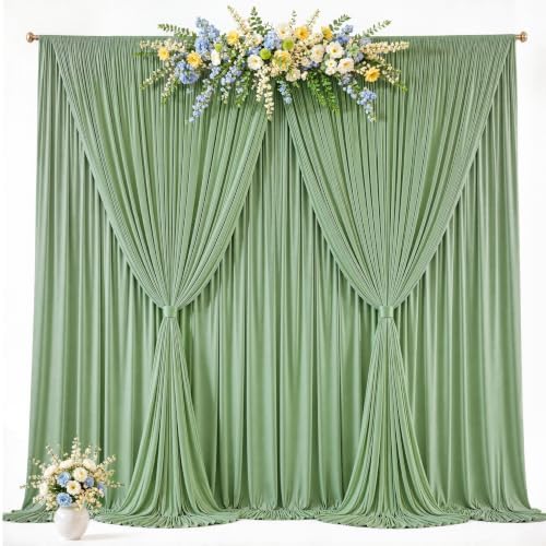 10ft x 10ft Sage Green Backdrop Curtains, Sage Green Drapes for Backdrop Wedding Birthday Party Photo Booth