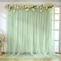 10ft x 10ft Sage Green Backdrop Curtains, Wrinkle-Free Sheer Chiffon Fabric Backdrop Drapes for Wedding Arch