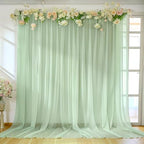 10ft x 10ft Sage Green Backdrop Curtains, Wrinkle-Free Sheer Chiffon Fabric Backdrop Drapes for Wedding Arch