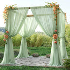10ft x 10ft Sage Green Backdrop Curtains, Wrinkle-Free Sheer Chiffon Fabric Backdrop Drapes for Wedding Arch, alternate view