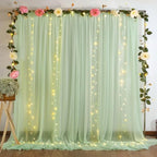 10ft x 10ft Sage Green Backdrop Curtains, Wrinkle-Free Sheer Chiffon Fabric Backdrop Drapes for Wedding Arch, alternate view