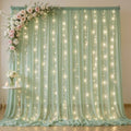 10ft x 10ft Sage Green Chiffon Backdrop Curtain with Lights String for Parties,2 Panels Sheer Tulle Curtain