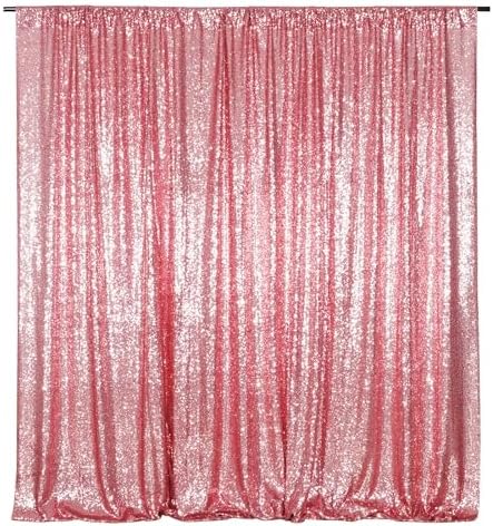 10FT x 10FT Sequin Photography Backdrop Curtain for Party Decoration, Fuchsia Pink in 10x10 ft in Fuchsia Pink