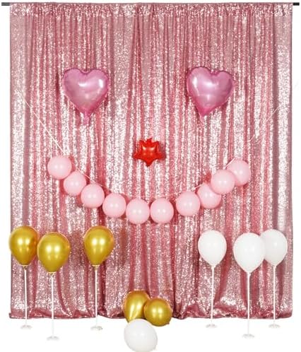 10FT x 10FT Sequin Photography Backdrop Curtain for Party Decoration, Fuchsia Pink in 10x10 ft in Fuchsia Pink, alternate