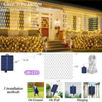 10ft x 10ft Solar Net Lights, 280LED Gazebo Mesh Lights Solar & USB Powered, Waterproof Netting Lights 8 Modes, alternate