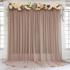 10ft x 10ft Taupe Backdrop Curtain Drapes, Wrinkle-Free Sheer Chiffon Fabric Photo Backdrop Panels for Wedding