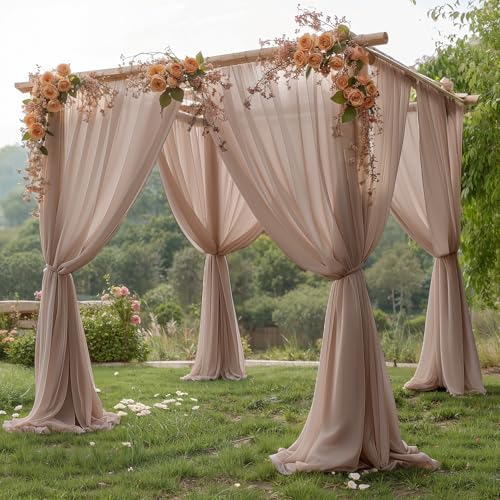 10ft x 10ft Taupe Backdrop Curtain Drapes, Wrinkle-Free Sheer Chiffon Fabric Photo Backdrop Panels for Wedding, alternate