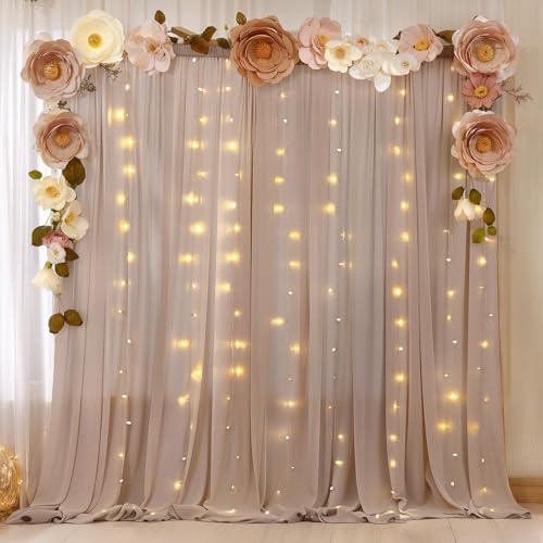 10ft x 10ft Taupe Backdrop Curtain Drapes, Wrinkle-Free Sheer Chiffon Fabric Photo Backdrop Panels for Wedding, alternate