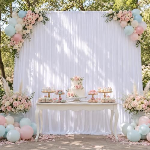 10ft x 10ft White Backdrop Curtains for Parties, 2 Panels 5ft x 10ft Wrinkle-Free Polyester Photo Backdrop, alternate view 5
