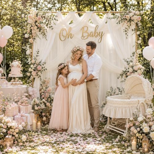 10ft x 10ft White Backdrop Curtains for Parties, 2 Panels 5ft x 10ft Wrinkle-Free Polyester Photo Backdrop, alternate view 6