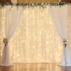 10ft x 10ft White Chiffon Backdrop Curtain with Lights String for Parites Wedding Wrinkle Free Curtain Photo, alternate view
