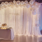 10ft x 10ft White Chiffon Backdrop Curtain with Lights String for Parites Wedding Wrinkle Free Curtain Photo, alternate view