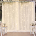 10ft x 10ft White Chiffon Backdrop Curtain with Lights String for Parites Wedding Wrinkle Free Curtain Photo, alternate view