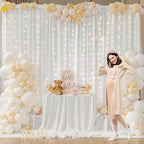 10ft x 10ft White Chiffon Backdrop Curtain with Lights String for Parties,2 Panels Sheer Tulle Curtain Wedding, alternate
