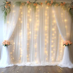 10ft x 10ft White Chiffon Backdrop Curtain with Lights String for Parties,2 Panels Sheer Tulle Curtain Wedding, alternate