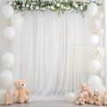 10ft X 10ft White Tulle Backdrop Curtain for Parites, Sheer Backdrop Curtains Fabric Drapes for Wedding Ceremony