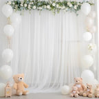 10ft X 10ft White Tulle Backdrop Curtain for Parites, Sheer Backdrop Curtains Fabric Drapes for Wedding Ceremony