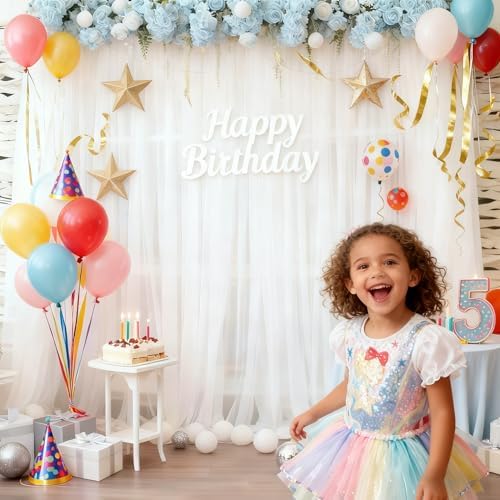 10ft X 10ft White Tulle Backdrop Curtain for Parites, Sheer Backdrop Curtains Fabric Drapes for Wedding Ceremony, alternate