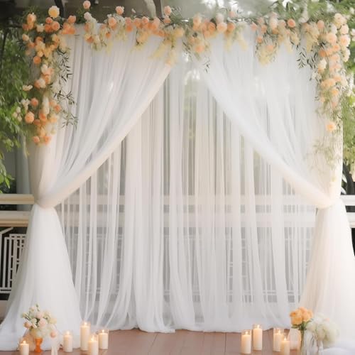 10ft X 10ft White Tulle Backdrop Curtain for Parites, Sheer Backdrop Curtains Fabric Drapes for Wedding Ceremony, alternate