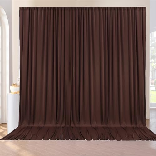 10ft x 10ft Wrinkle Free Brown Backdrop Curtains for Parties, Polyester Photo Backdrop Drapes 2 Panels 5x10ft