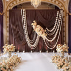 10ft x 10ft Wrinkle Free Brown Backdrop Curtains for Parties, Polyester Photo Backdrop Drapes 2 Panels 5x10ft, alternate view