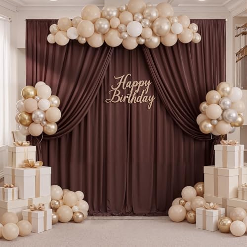 10ft x 10ft Wrinkle Free Brown Backdrop Curtains for Parties, Polyester Photo Backdrop Drapes 2 Panels 5x10ft, alternate view