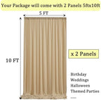 10ft x 10ft Wrinkle Free Champagne Backdrop Curtains for Parties, Polyester Photo Backdrop Drapes 2 Panels, alternate view 5