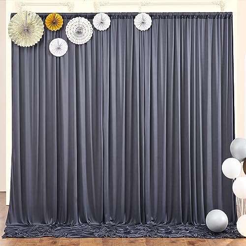 10ft x 10ft Wrinkle Free Charcoal Backdrop Curtains for Parties, Polyester Photo Backdrop Drapes 2 Panels 5x10ft