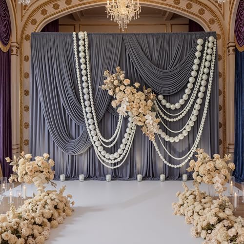 10ft x 10ft Wrinkle Free Charcoal Backdrop Curtains for Parties, Polyester Photo Backdrop Drapes 2 Panels 5x10ft, alternate