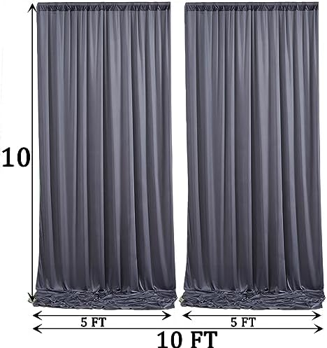 10ft x 10ft Wrinkle Free Charcoal Backdrop Curtains for Parties, Polyester Photo Backdrop Drapes 2 Panels 5x10ft, alternate