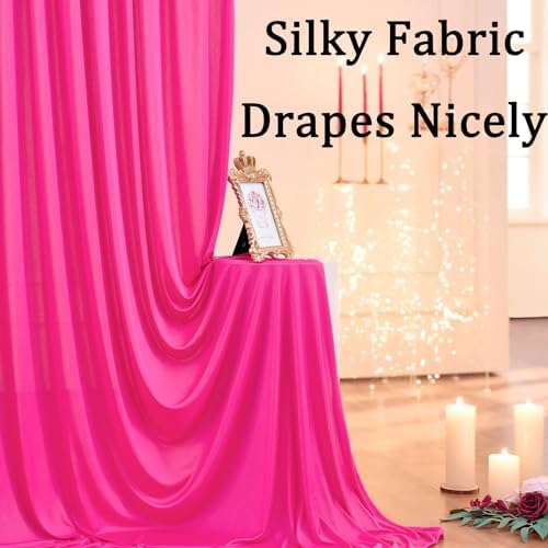 10ft x 10ft Wrinkle Free Hot Pink Backdrop Curtains for Parties, Polyester Photo Backdrop Drapes 2 Panels 5x10ft, alternate