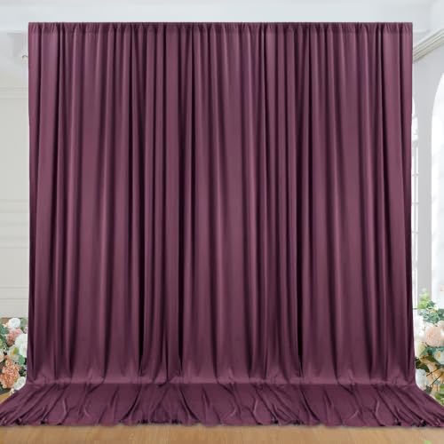 10ft x 10ft Wrinkle Free Maroon Backdrop Curtains for Parties, 2 Panels Silky Polyester Photo Backdrop Drapes