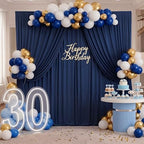 10ft x 10ft Wrinkle Free Navy Blue Backdrop Curtains Panels, 2 Panels 5x10ft Silky Polyester Photo Backdrop, alternate view 4