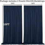 10ft x 10ft Wrinkle Free Navy Blue Backdrop Curtains Panels, 2 Panels 5x10ft Silky Polyester Photo Backdrop, alternate view 6