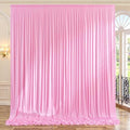 10ft x 10ft Wrinkle Free Pink Backdrop Curtains for Parties, Polyester Baby Pink Backdrop Drapes 2 Panels 5x10ft