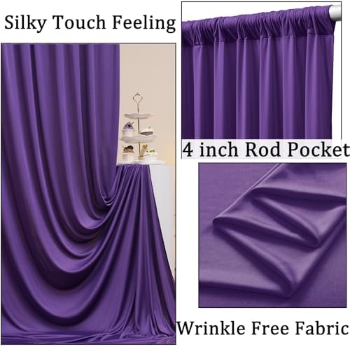 10ft x 10ft Wrinkle Free Purple Backdrop Curtain for Parties, Polyester Backdrop Drapes Panels 2 Panels 5x10ft, alternate